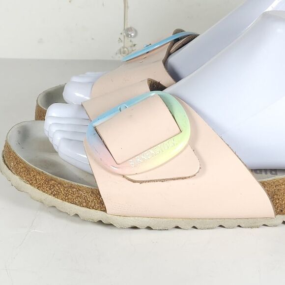 Birkenstock Women's Madrid Big Buckle EU41 US10 Leather Light Pink Slide Sandals - Picture 13 of 16